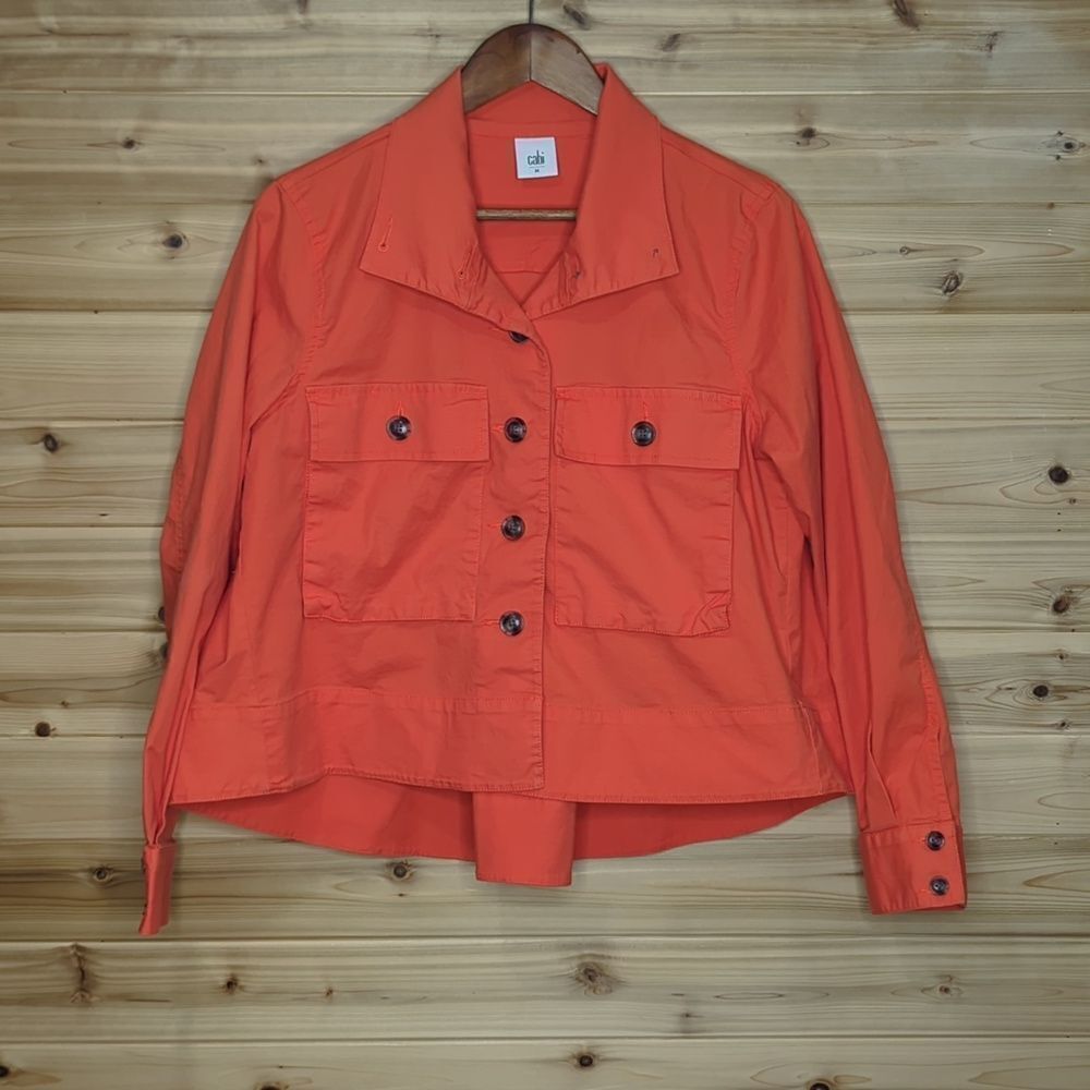 CAbi Jacket Womens Medium Orange #5098 Resort Jacket‎ Cropped Boxy Spring